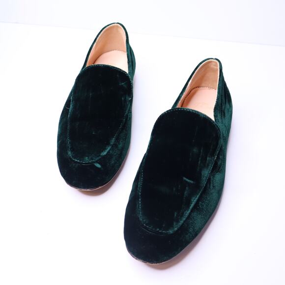 J.CREW Cecile Smoking Velvet Slipper Loafer Dark Sea Flat Slip On Women's 6 - Picture 1 of 10